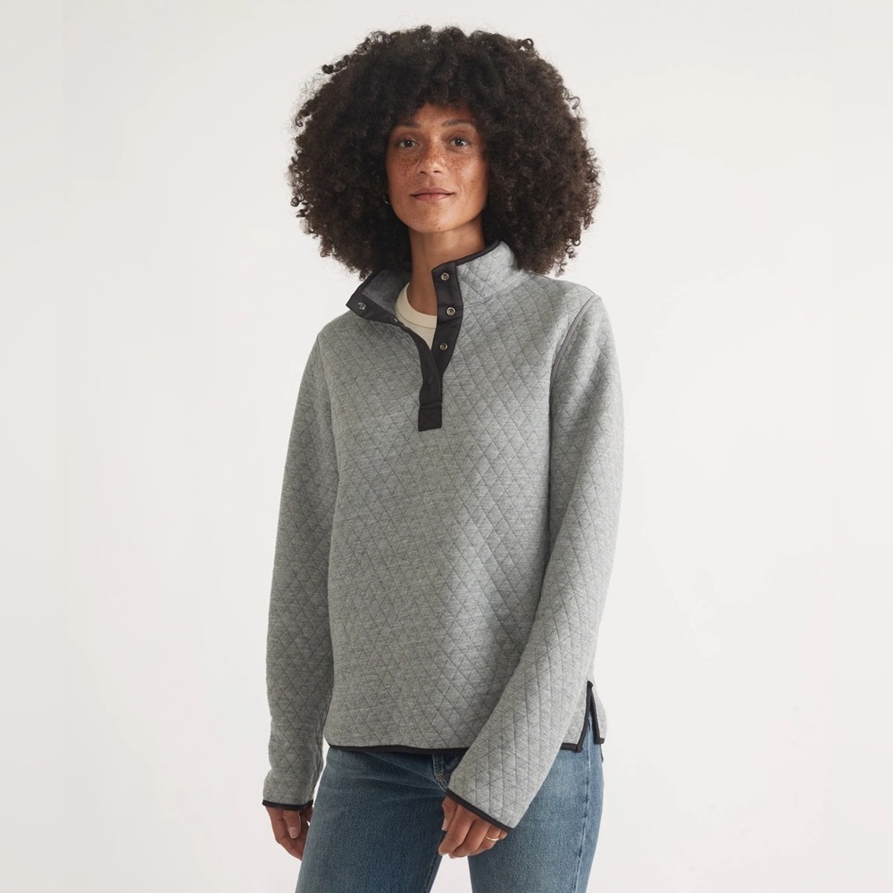 Marine Layer Gray Quilted Women's Turtleneck Sweater